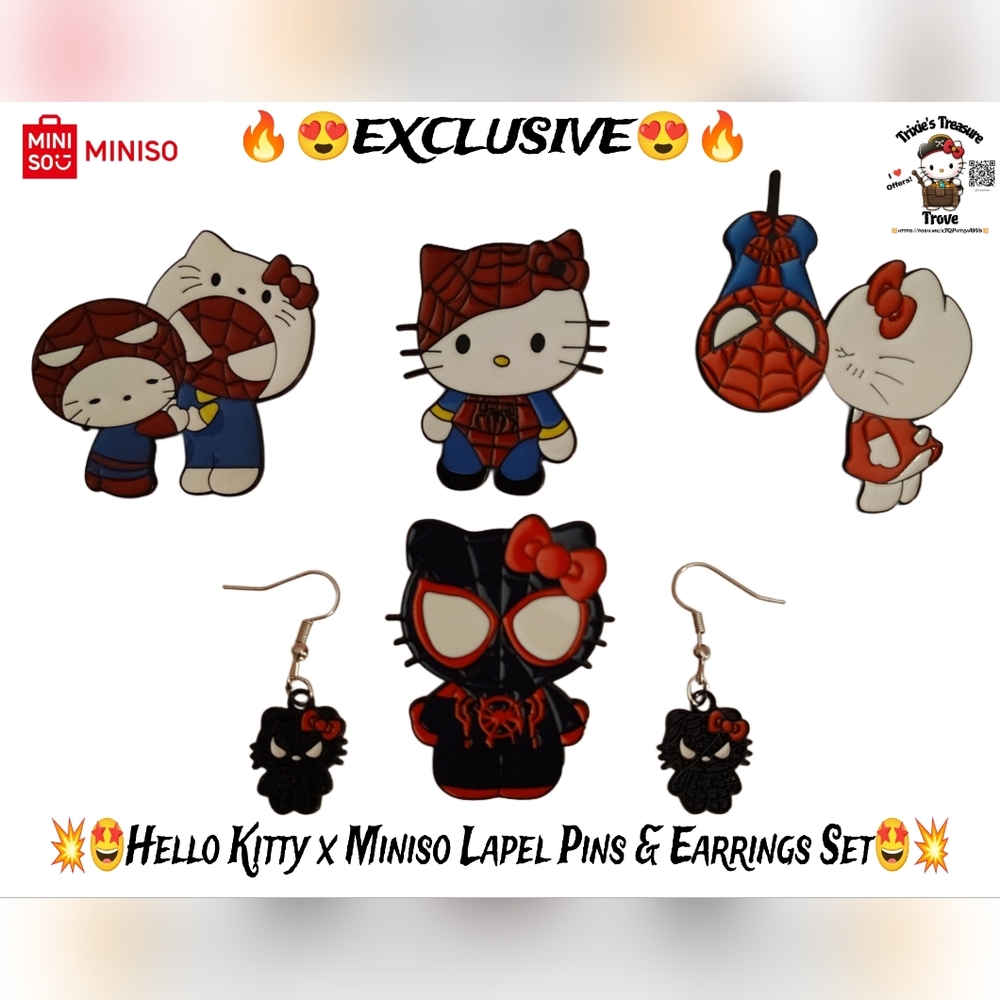 EXCLUSIVE - Hello Kitty x Miniso Lapel Pins & Earrings Set